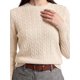 thumbnail image 5 of INSPIRE CHIC Suéter de Mujer de Punto con Cuello Redondo de Manga Larga, Dobladillo Elástico, Capa Base para Otoño e Invierno, Top de Punto Acanalado Casual XL Beige, 5 of 6