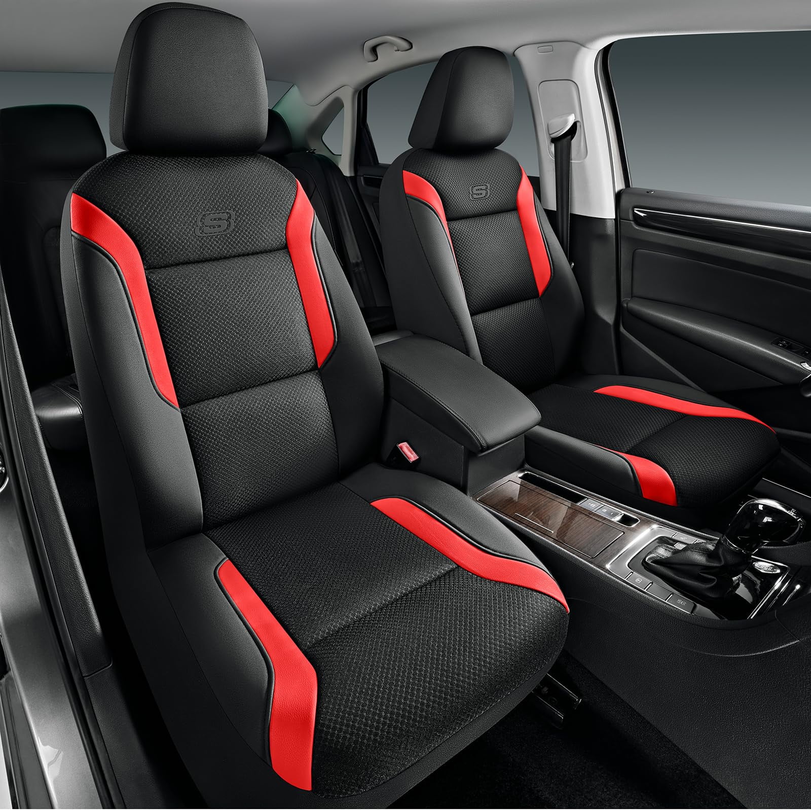 Fundas De Asiento De Coche Skechers De Espuma Viscoelástica Air Cool Mesh, Color Rojo