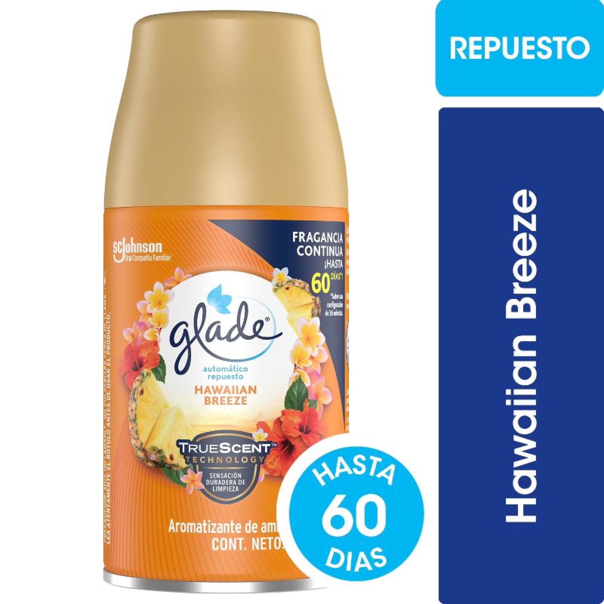 Desodorante Ambiental Aerosol Automático Repuesto Hawaiian Breeze Lata 270 ml Glade