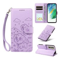 Funda Billetera Foxdock Compatible Con Samsung Galaxy S21 Fe, Diseño Perrito Tierno, Ranuras Para Tarjetas Y Soporte Plegable