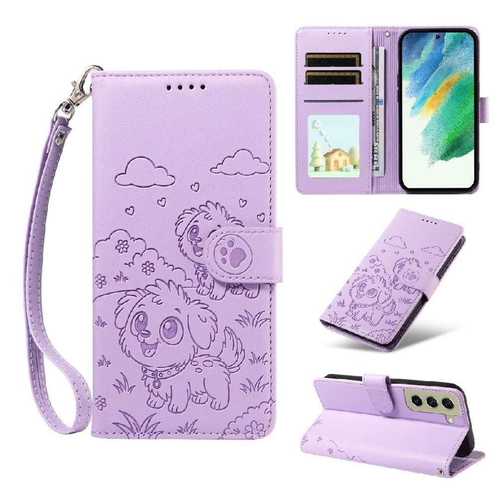 Funda Billetera Foxdock Compatible Con Samsung Galaxy S21 Fe, Diseño Perrito Tierno, Ranuras Para Tarjetas Y Soporte Plegable
