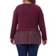 thumbnail image 3 of Agnes Orinda Conjuntos de Halloween para Mujeres Blusa Básica Casual de Talla Grande con Cuello Redondo, Manga Larga, Peplum de Retazos y Cuadros 4X Burdeos, 3 of 6