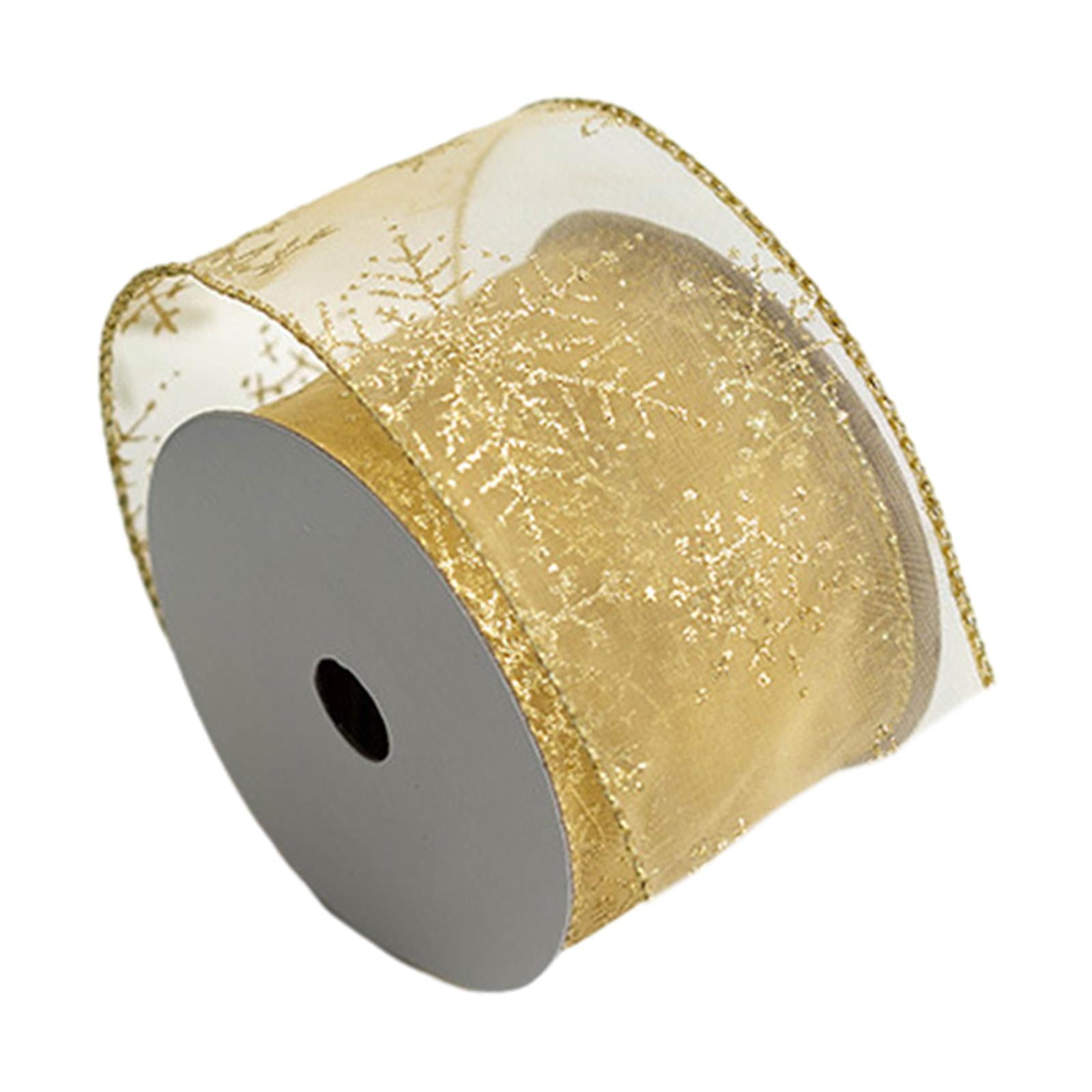 Magideal - Cinta Navideña Cinta Navideña Cinta Para Envolver Regalos Diy Para Hacer Lazos Ramo Accesorios Para El Cabello Lazo Para El Cabello Costura Día De San Oro