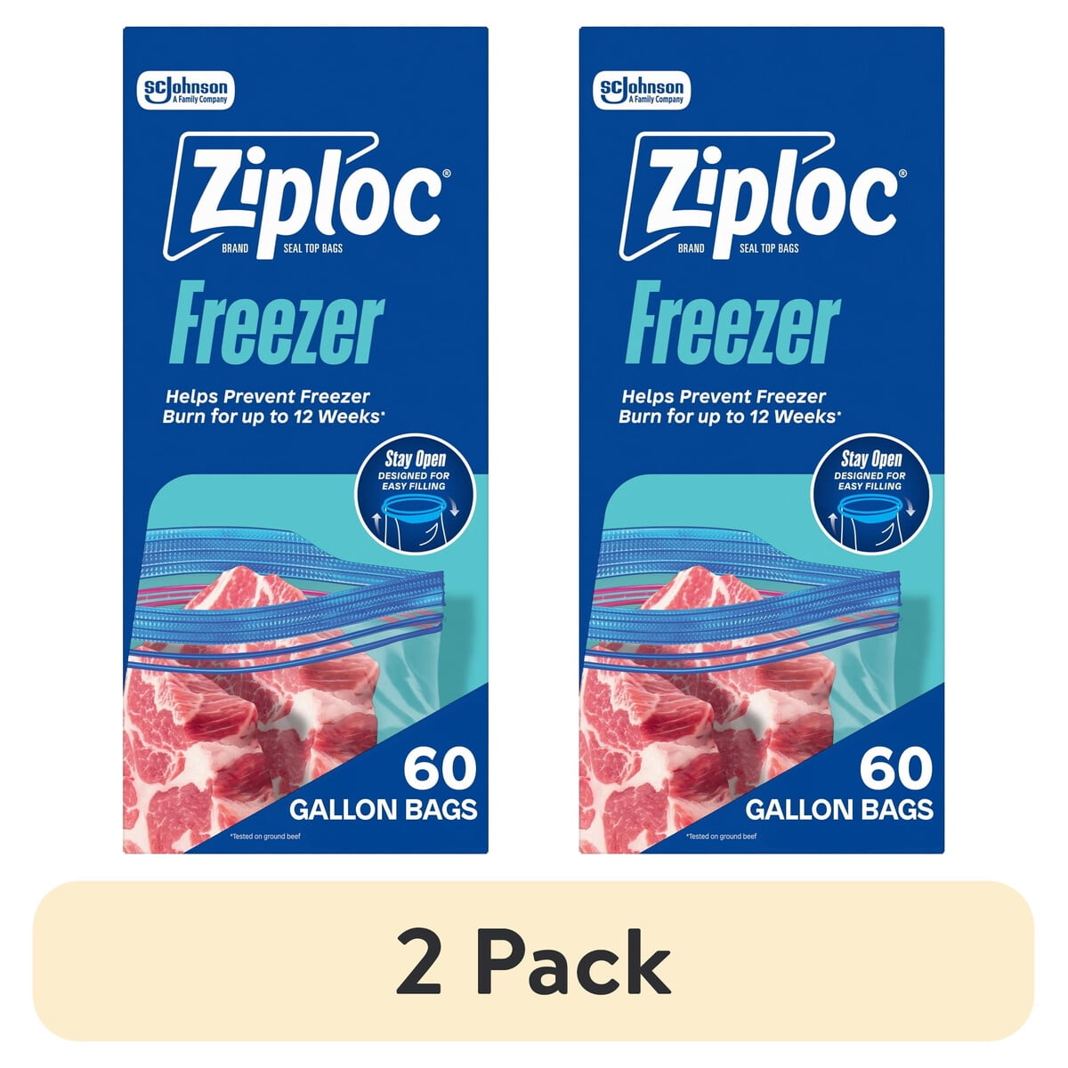 Bolsas Freezer Ziploc 1 Galan 60 Unid 2 Pack Grip N Seal