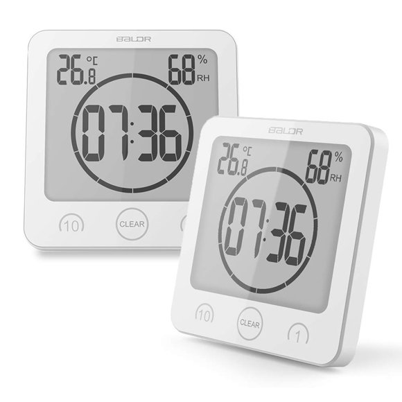 Pack de 2 relojes de ducha BALDR resistentes al agua con temporizador y pantalla LCD