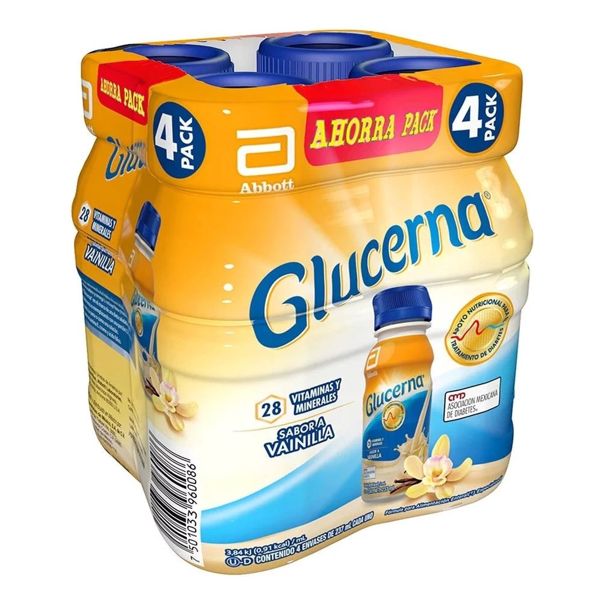Pack Suplemento Sin Lactosa Sabor Vainilla (4 Botellas 237 Ml C/u) 4 Un Glucerna
