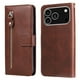 thumbnail image 1 of Funda con Cremallera para iPhone 17 Pro, Carcasa Cartera de Cuero PU con Soporte y Tarjetero, 1 of 5