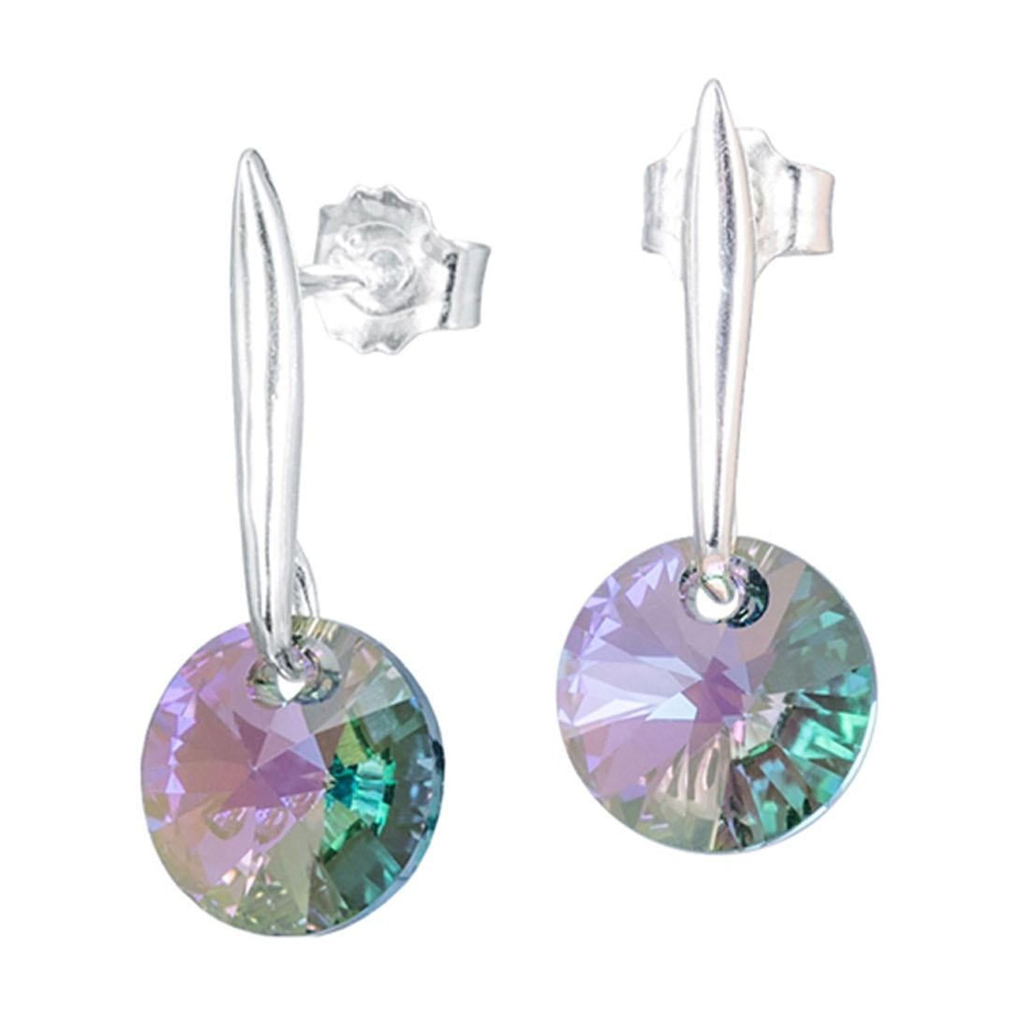 Joyas Montero - Aros Punto De Luz Plata Italiana 925 Y Cristal Genuino Paradise Shine