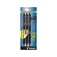 Bolígrafos De Tinta De Gel Pilot Frixion Clicker Borrables Negros, Paquete De 3