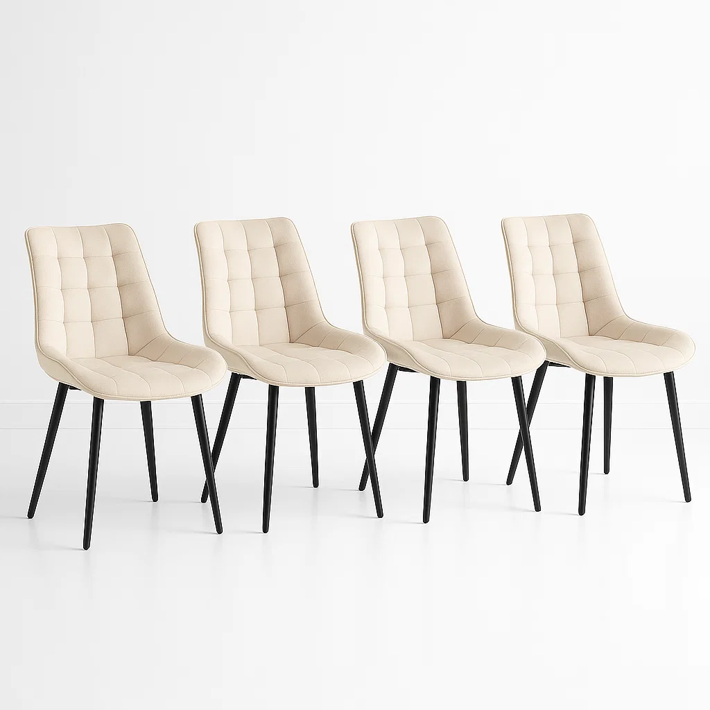 Klik Muebles - Pack De 4 Sillas De Comedor Macron Acolchada Terciopelo - Beige