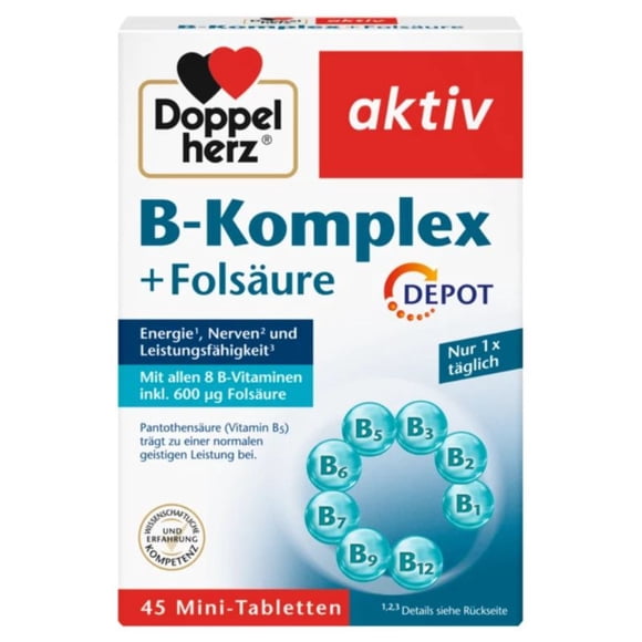 Complejo B + ácido fólico Vitaminas DEPOT, 45 comp, liberación prolongada