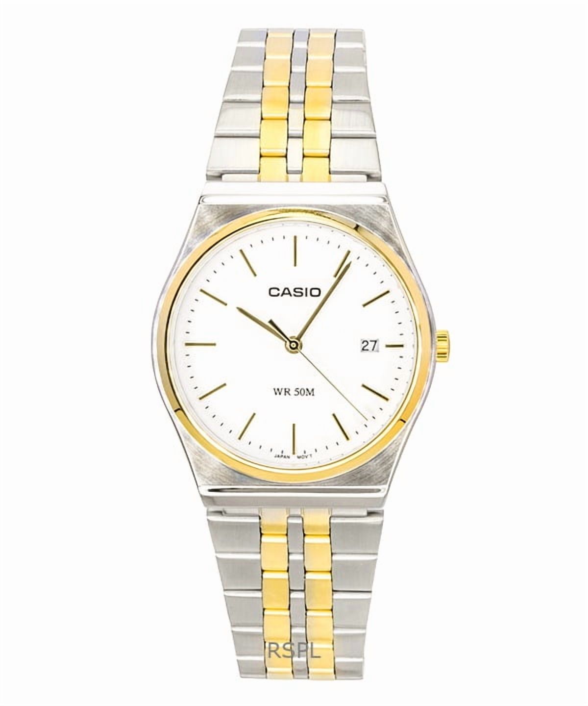 Reloj Analógico Casio Dos Tonos Acero Inoxidable Blanco Hombre