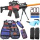 thumbnail image 1 of Rifle de francotirador automático Toy Gun con mira, chaleco táctico y 200 balas, 1 of 7