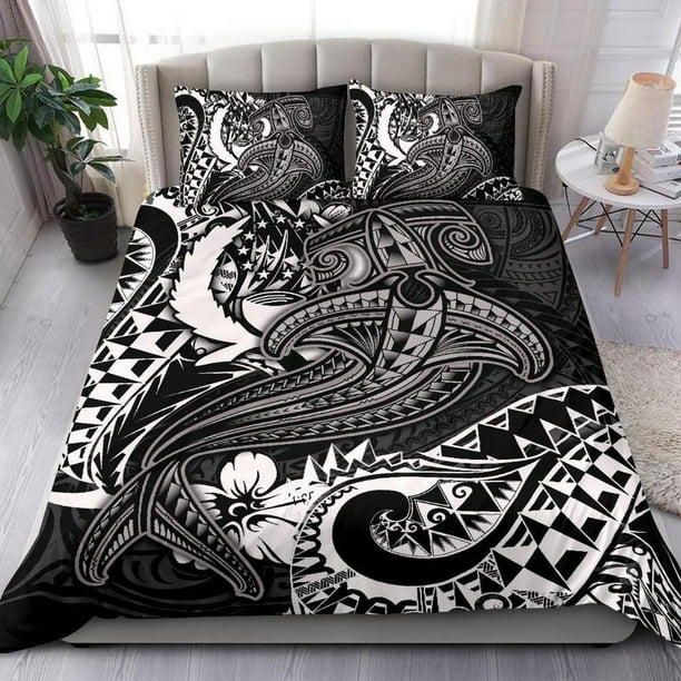 Juego De Cama Pohnpei Tiburón Blanco Tatuaje Polinesio
