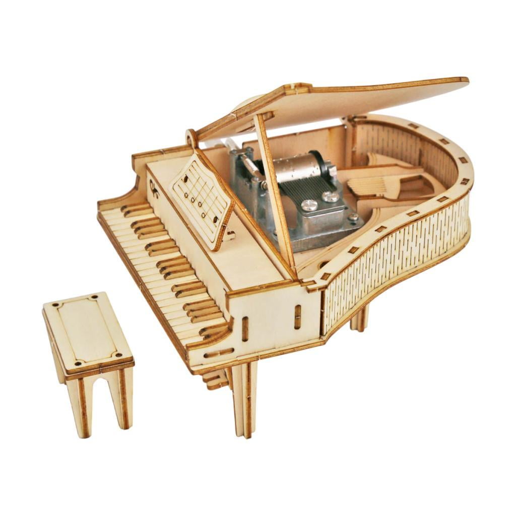 Magideal - Caja De Música De Piano, Rompecabezas 3d Para Adultos, Kit De Construcción Diy, Rompecabezas De Madera, Kits De Modelos De Juguetes Para Adultos Para Estilo A