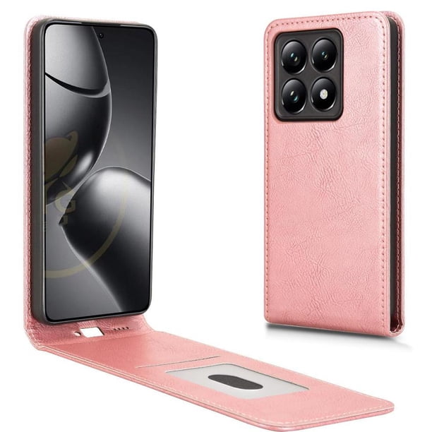 Funda tipo folio para Xiaomi 14T con soporte magnético y protección para la cámara Oro rosa