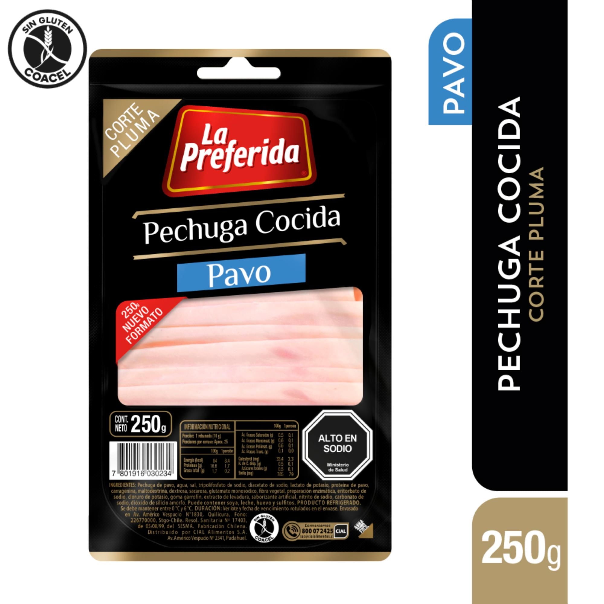 Pechuga De Pavo Cocida Corte Pluma 250 g La Preferida