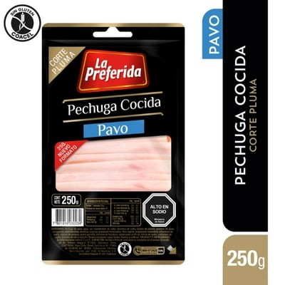 Pechuga De Pavo Cocida Corte Pluma 250 G La Preferida