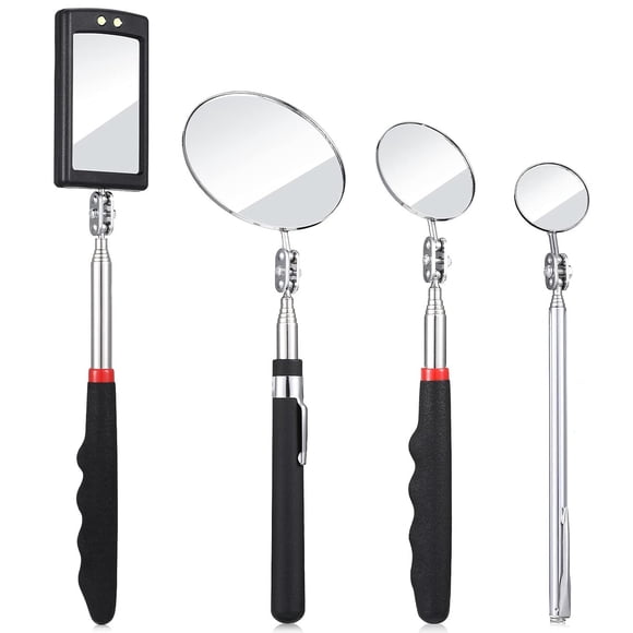 Espejo de Inspección BBTO, 4 Piezas, Telescópico, Giratorio 360°, con LED