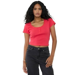 Polera Mujer Botones Rojo Corona