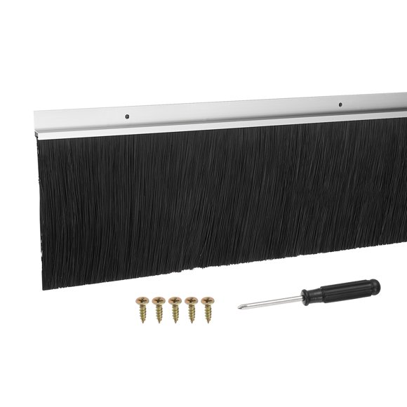 Uxcell Barrido de Puerta de Aleación de Aluminio, Cepillos de Barrido, Cepillo de PP Adecuado para Huecos de la Parte Inferior de la Puerta - Soporte en Forma de H Plata 5.9 Pulgadas