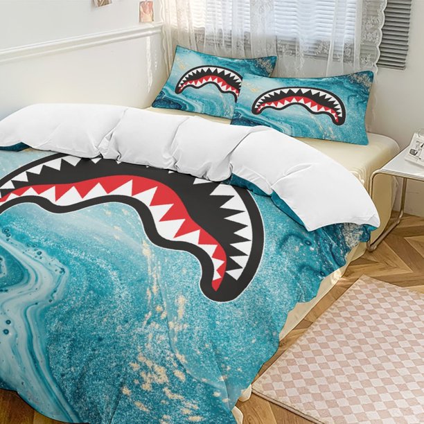 Blue Marble Print Bape Shake Camo Comforter Set Soft 3 Pcs Twin Bedding Sets Thicken for All Season