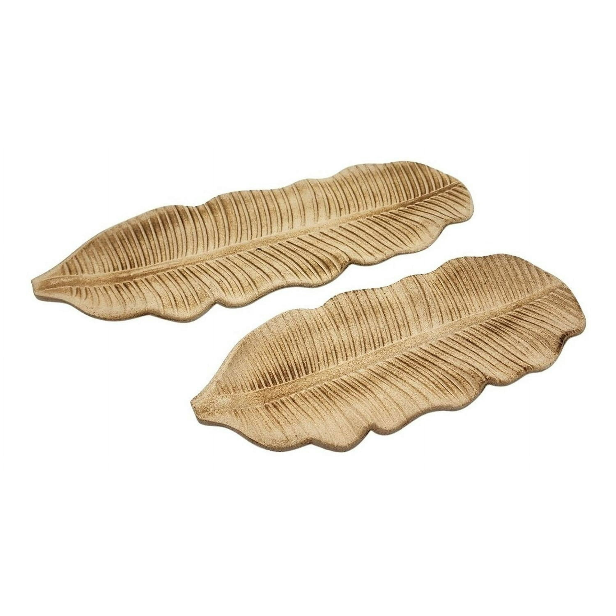 Fliperex - Set 2 Bandeja Plato Decorativo Hoja Estilo Minimalista Beige