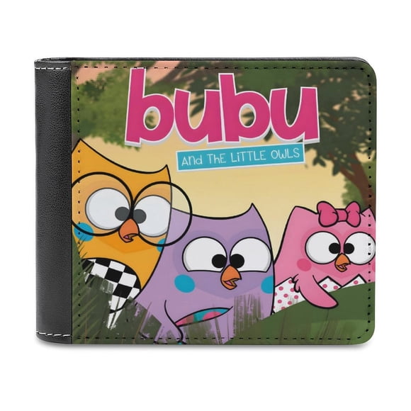 Bubu y los búhos pequeños Cartera de Cuero PU para Hombres, Tarjetero Bifold Delgado, Cartera Minimalista de Cuero Sintético Suave