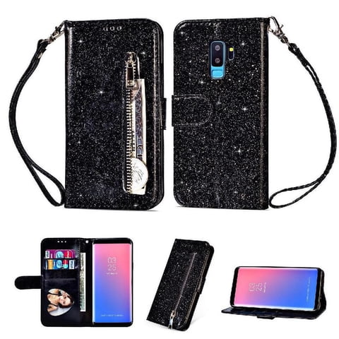 Funda Para Foxdock Elegante Funda Samsung Galaxy S9 Plus Glitter Con Cremallera-Ideal Para El Uso Diario
