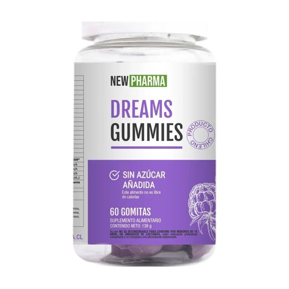 Dreams NewPharma 60 Gomitas Sabor Mora Triptófano Magnesio B6 y Zinc para Dormir