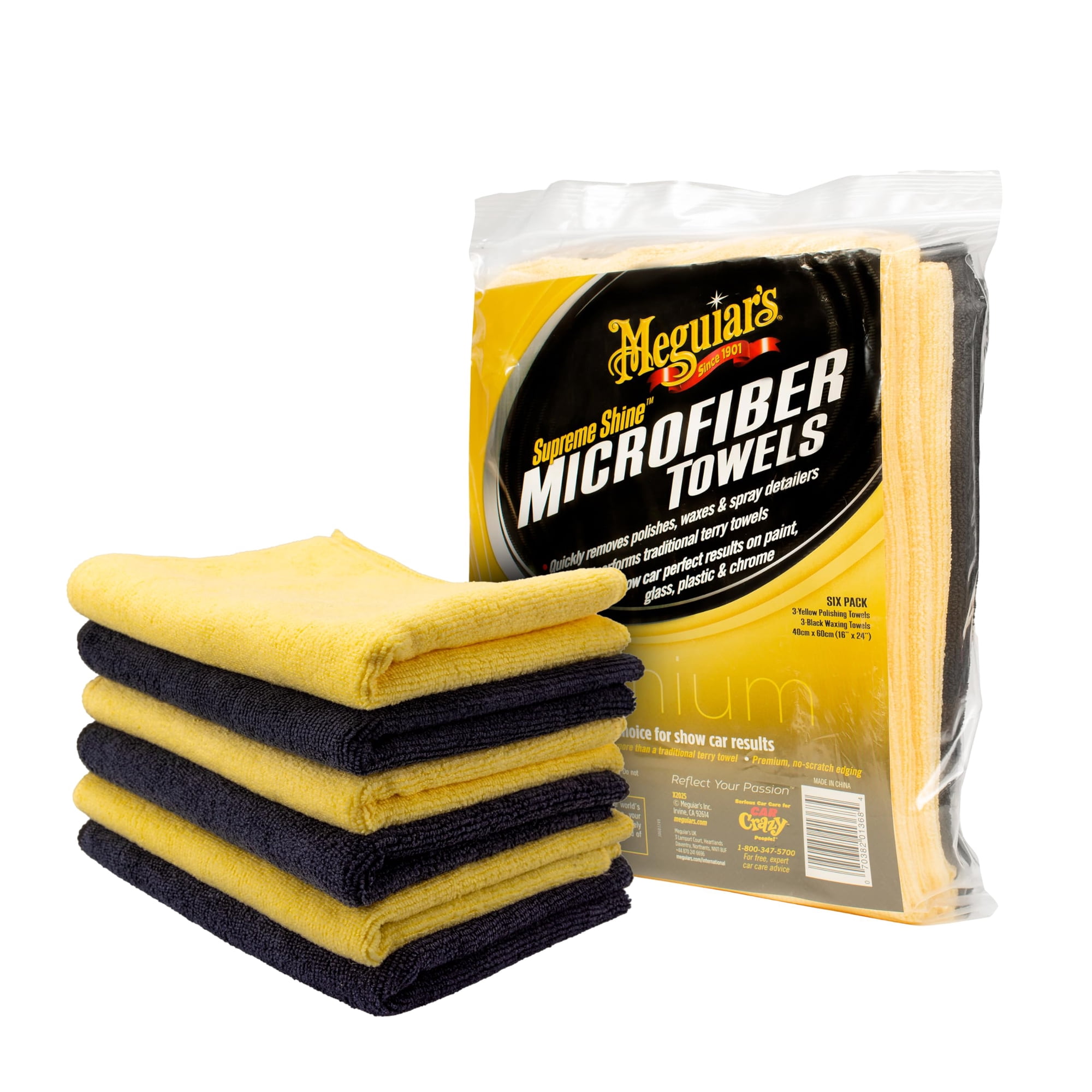 Toallas De Microfibra Supreme Shine De Meguiar's, 40 X 61 Cm, Paquete De 6