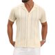 thumbnail image 1 of INSPIRE CHIC Camisa de Hombre de Punto Hueco de Manga Corta con Botones y Rayas S Beige, 1 of 6
