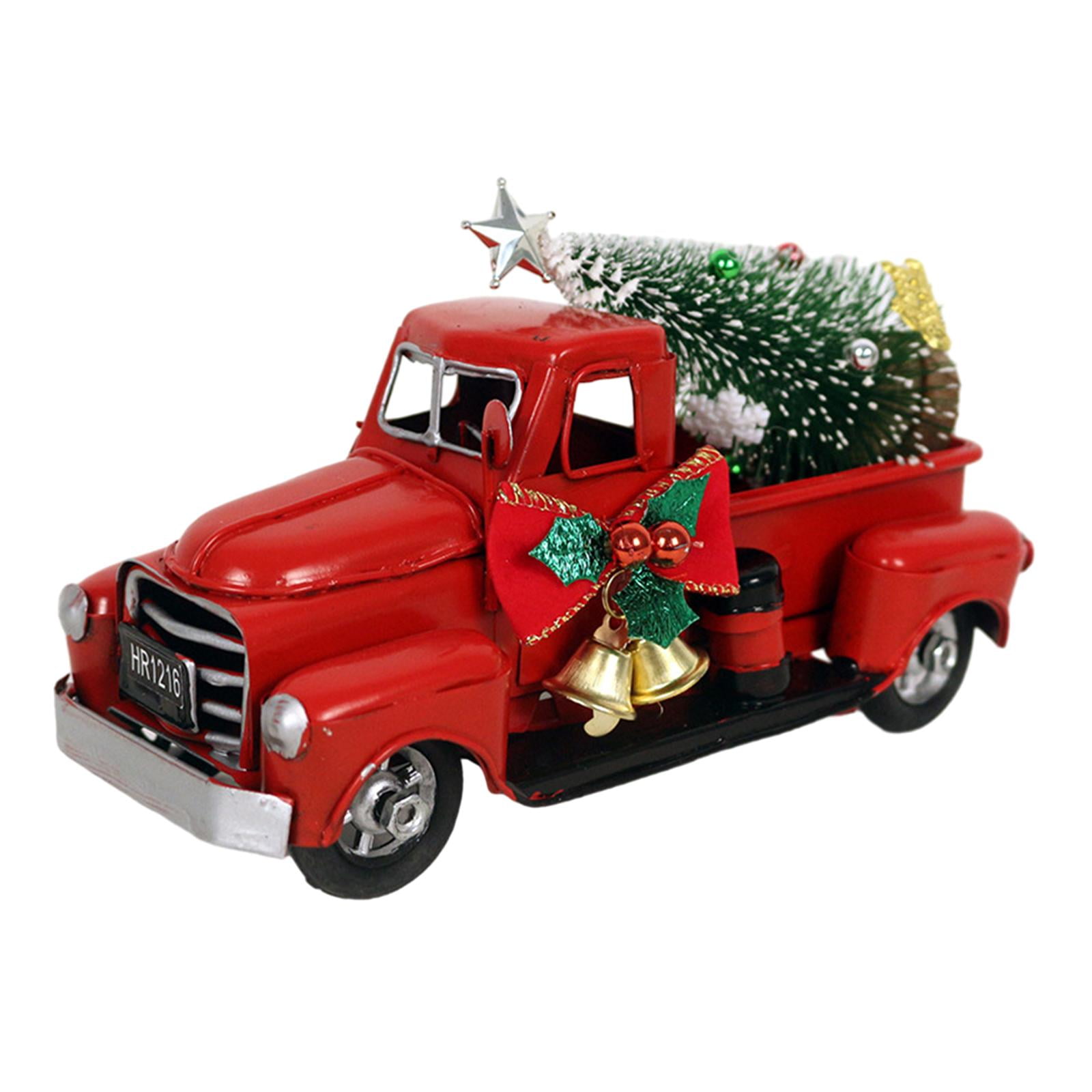Bothyi - Modelo De Camioneta Pickup Con Decoración De Camión Rojo Navideño Para Mesa De Invierno Interior Y Exterior