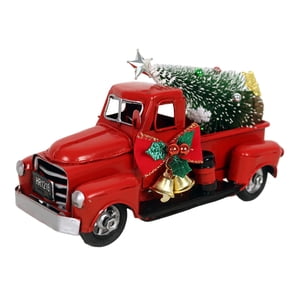 Bothyi - Modelo De Camioneta Pickup Con Decoración De Camión Rojo Navideño Para Mesa De Invierno Interior Y Exterior