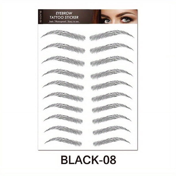 6D Eyebrow Tattoos Stickers Makeup Long Lasting Black Brown Eyebrow Sticker Hair-Like Waterproof Natural Fake Eyebrow Stickers For Brow Grooming Shaping