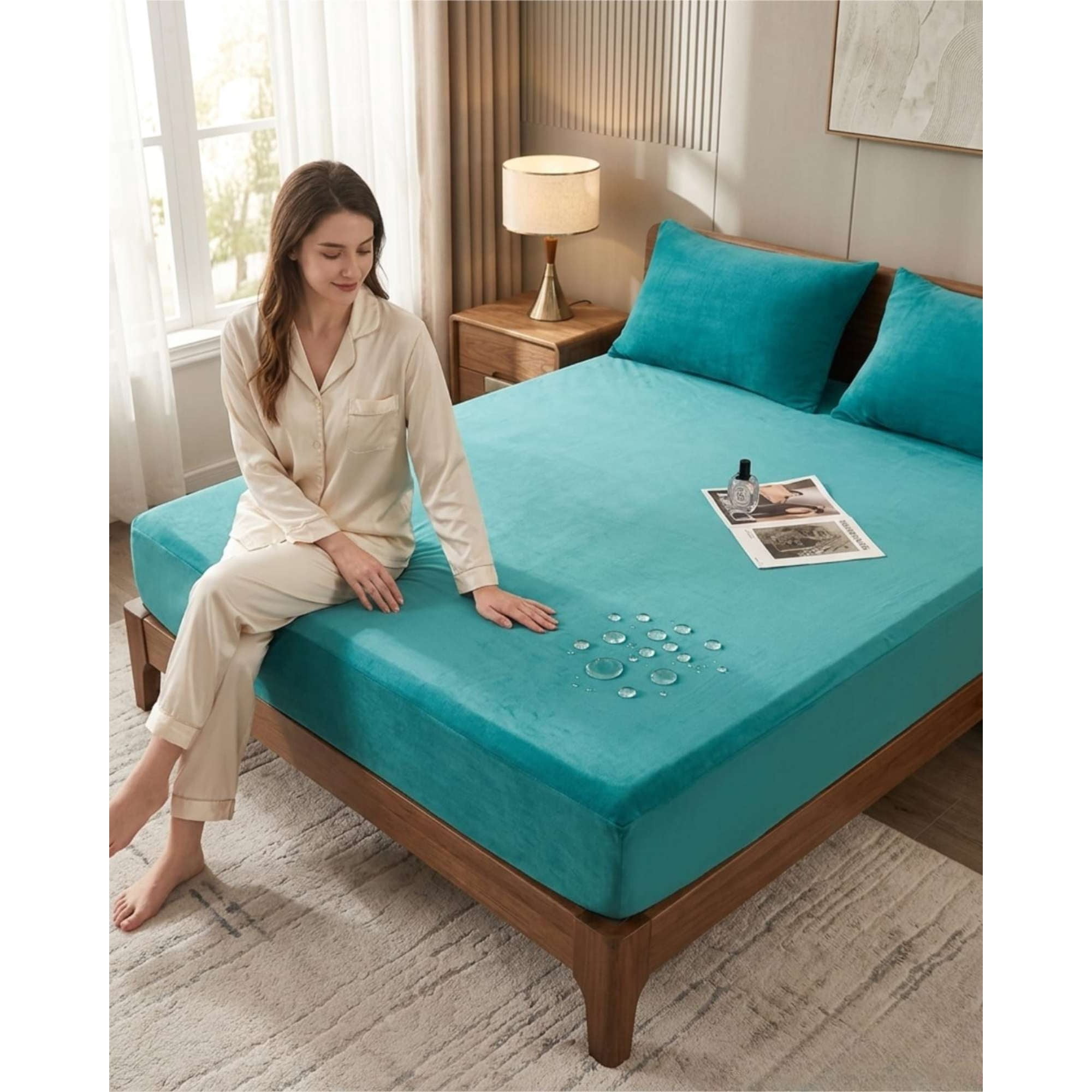 Todo Para El Hogar - Protector De Colchon Impermeable Super King Color Turquesa