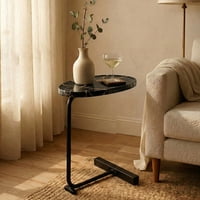 Santú Home & Deco - Mesa Auxiliar Lateral De Pedestal Negro