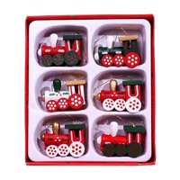 Magideal - 6X Juguetes De Colgante De Navidad Adornos Colgantes Regalos De Madera Para Festival Decoración De Puerta De Pared Regalo De Año Nuevo