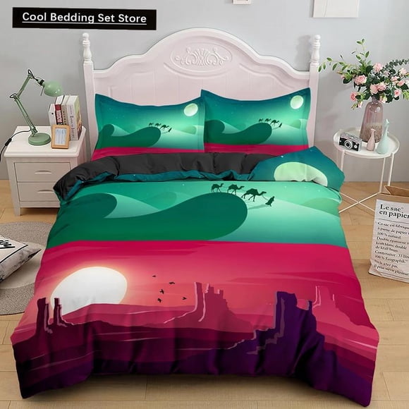 Fantasy Night Duvet Cover Magical Sky Scenery Bedding Set for Kids Teen Adult Starry View Soft Polyester Quilt Cover Bed Sheets