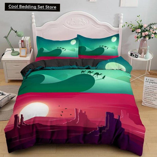 Fantasy Night Duvet Cover Magical Sky Scenery Bedding Set for Kids Teen Adult Starry View Soft Polyester Quilt Cover Bed Sheets