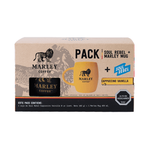 Marley Coffee - Pack Marley Mug Negro + Soul Rebel Capuccino Vainilla