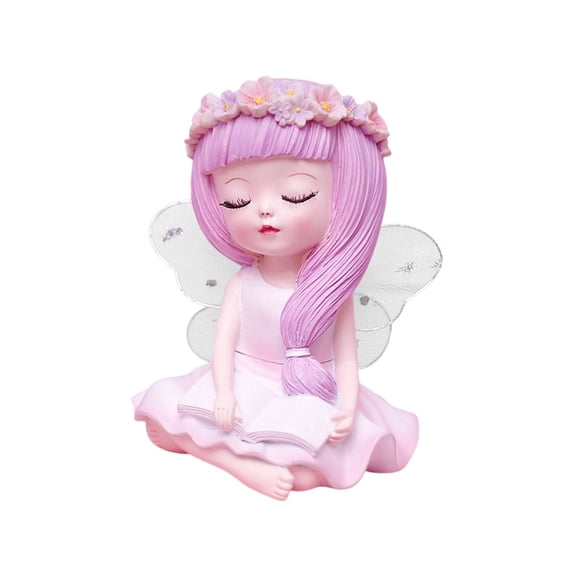 Figuras Creativas De Estatua De Hada De Las Flores Para Ni?a, Adorno Para Tarta Para Decoración Del Hogar, Tama?o M, Violeta