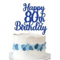 Decoración Para Tartas Decoburst Con Purpurina Azul Para Felicitación De 80 Cumpleaños