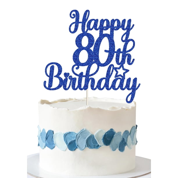 Decoración para tartas Decoburst con purpurina azul para felicitación de 80 cumpleaños