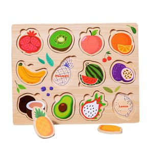 Bothyi - Los Niños De Madera Rompecabezas Juego Animal Rompecabezas Juguete Para Bebé Niña 1 2 3 Años Tablero De Frutas