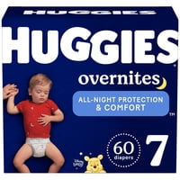 Pañales Para Bebés Huggies Overnites, Tamaño 7 (18,6 Kg), 60 Unidades