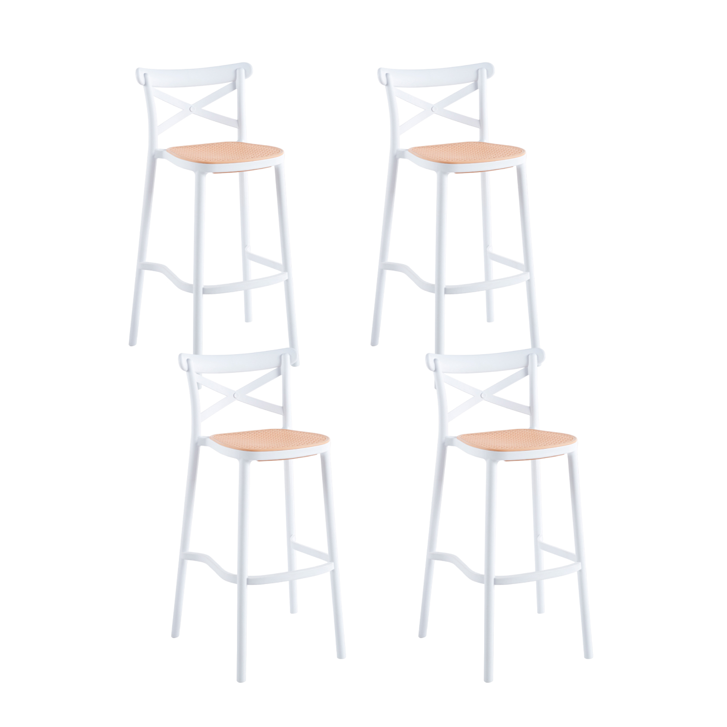 Klik Muebles - Pack De 4 Taburetes Crossback Danubio - Blanco