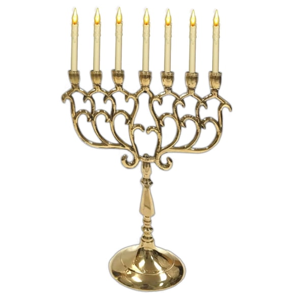 Temple Menorah Ectoria, 7 ramas, latón (tamaño mediano), 23 cm
