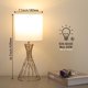 thumbnail image 5 of Lámpara de mesa Popity home con base de metal dorado y pantalla blanca, 5 of 9