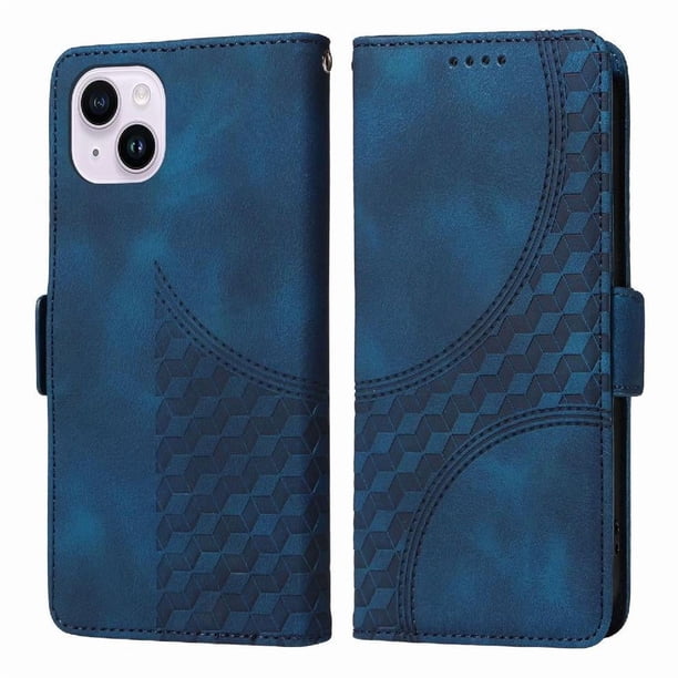Carcasa FOXDOCK iPhone 14 Plus de cuero PU, diseño acolchado clásico, protección contra caídas y rayones